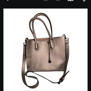 Charming Charlie Metallic Bronze Satchel with Crossbody Strap